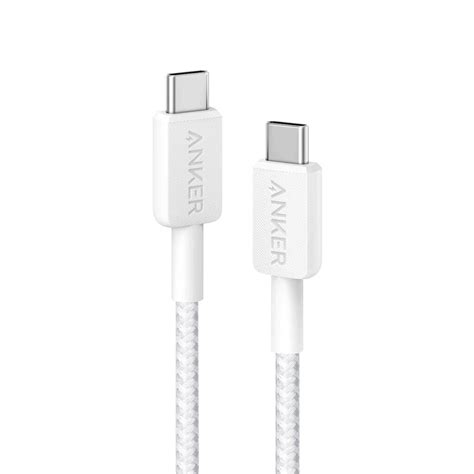 Anker 322 USB C To USB C 60W Cable 3ft Nylon Braided A81F5H21 White