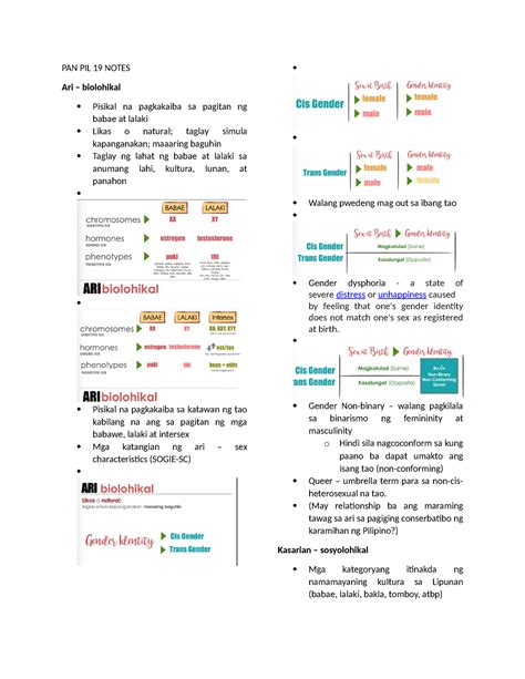 Notes Pan Pil Notes Ari Biolohikal Pisikal Na Pagkakaiba Sa