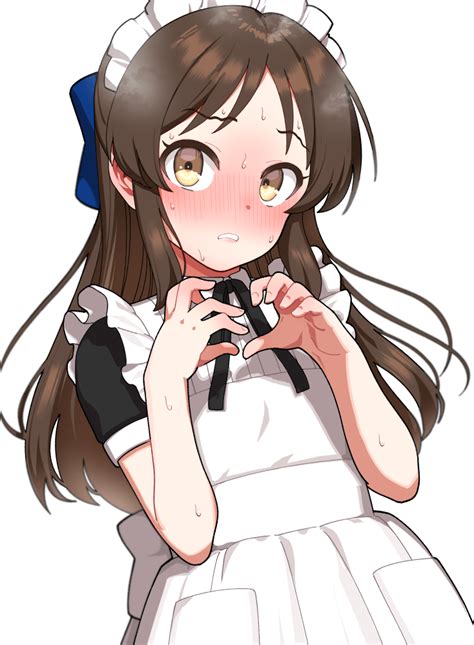 Safebooru 1girl Alternate Costume Apron Black Ribbon Blush Brown Hair Enmaided Head Steam