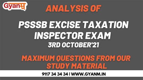 PSSSB Excise And Taxation Inspector Recruitment 2021 Exam Analysis