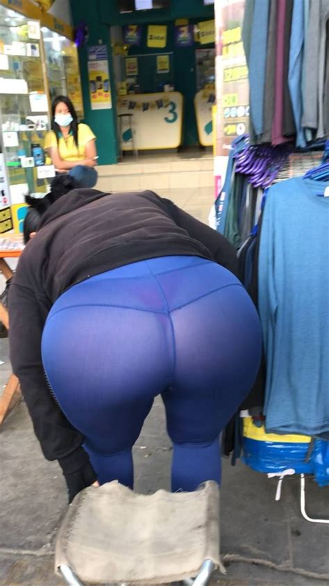 Insane Big Ass Latina Visible Thong Non Oc Spandex Leggings