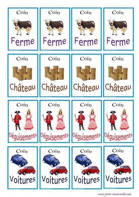 Etiquettes Pour Les Colliers Des Coins De La Classe Jeux Maternelle