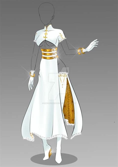 White And Gold Princess Warrior Dress Dress Drawing Drawing Clothes