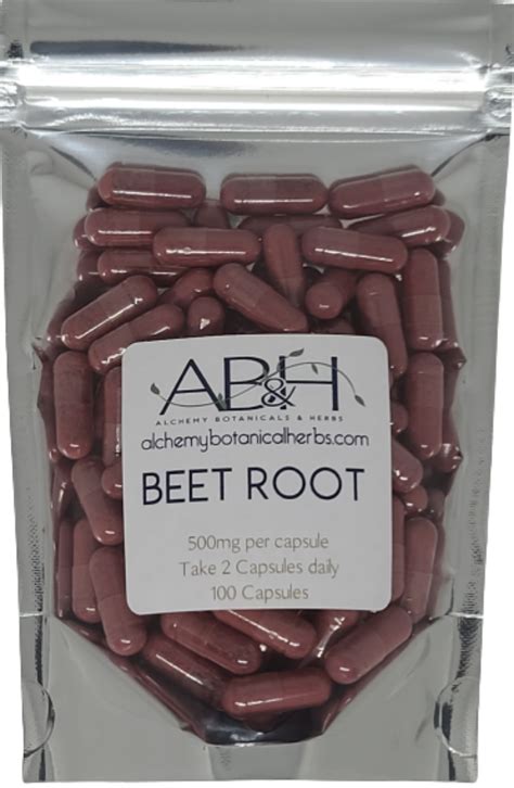 Beet Root Capsules 500mg 100 Capsules Alchemy Botanicals And Herbs Corp