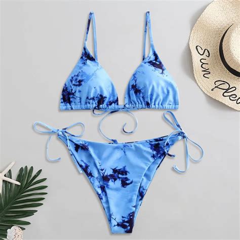 Vrouwen Push Up Gradiënt Print Twee Stukken Sexy Bikini Zwemmen Set