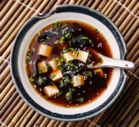 Miso Soup With Tofu Seaweed And Sesame Stock Image Image Of