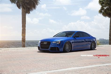 Custom Blue Audi S5 Sitting On VFS Vossen Wheels Wrapped In Toyo Tires