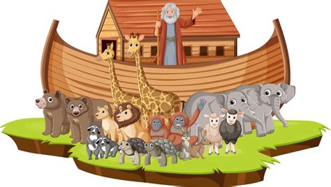 Cartoon Characters From The Noahs Ark Bible Story Vector Image