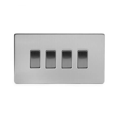 Soho Lighting Brushed Chrome 4 Gang Switch With 1 Intermediate 3 X 2 Way Swich With 1