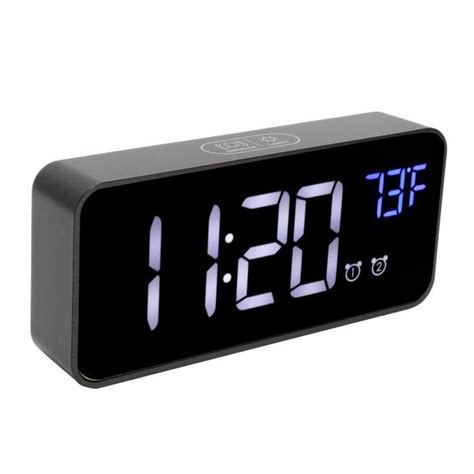 Tbest Horloge miroir Thermomètre de réveil numérique à LED avec