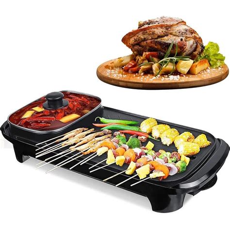 W Electric Grill With Hot Pot Grill Temperature Contral Indoor Teppanyaki Grill Korean Bbq