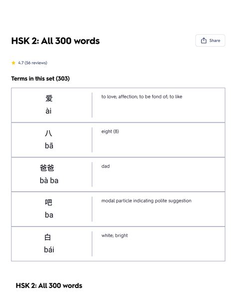 Hsk All Words Flashcards Quizlet Hsk All Words Share