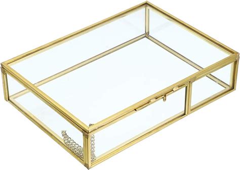 Amazon Utopz Golden Glass Jewelry Keepsake Box Home Decor Display