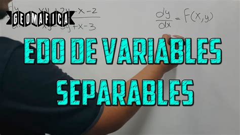 Ecuación Diferencial de variables separables Ejercicio YouTube