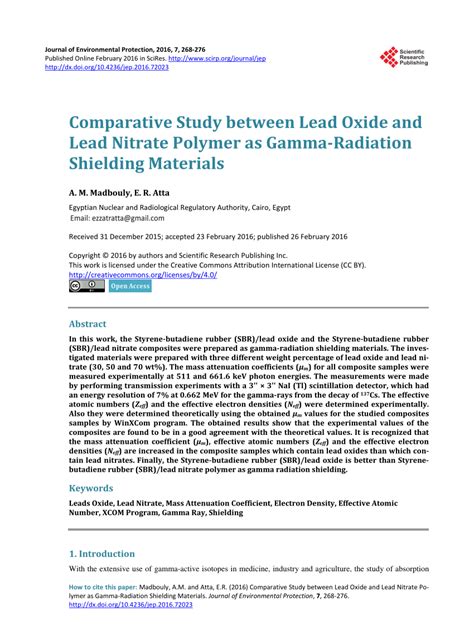 Pdf Comparative Study Between Lead Oxide And Lead Nitrate Polymer As