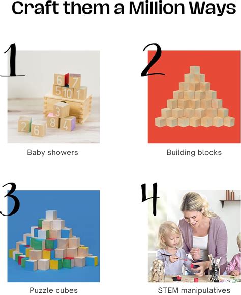 100 Pack 12 Unfinished Wooden Blocks For Crafts And Diy Home Decor By