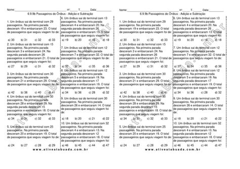 D 6 9 9b Passageiros Do Onibus Adicao E Subtracao Pdf