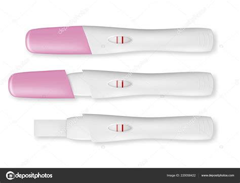 Vector Realistic 3d Pregnancy Test With Positive Result Set Icon Closeup Isolated On White