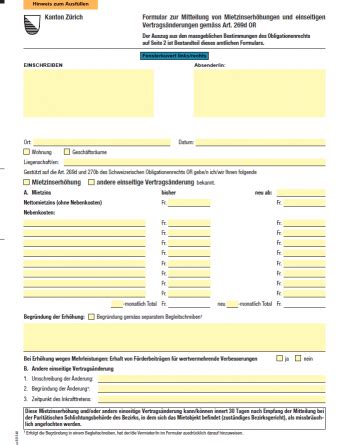 Amtliches Formular zur Mitteilung von Vertragsänderungen Kanton Basel