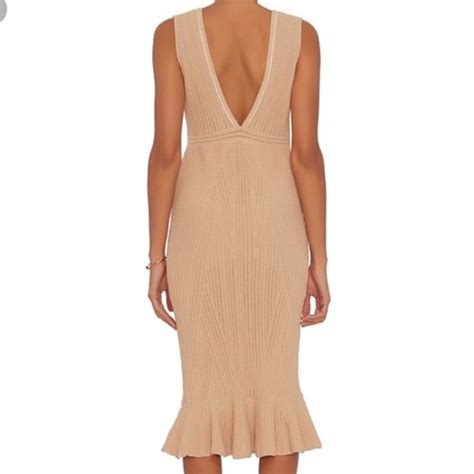 Ronny Kobo Collection Dresses Ronny Kobo Collection Stretchy Nude Midi Trumpet Bodycon Deep