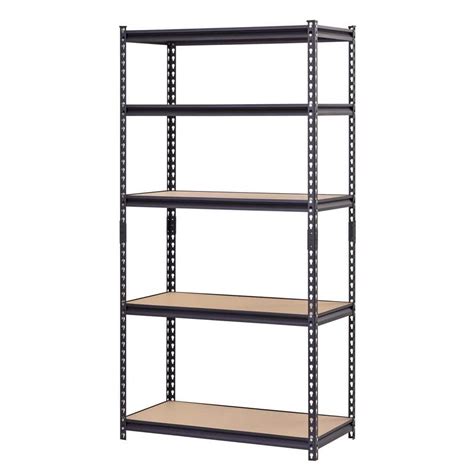 Muscle Rack Black 5-Tier Heavy Duty Steel Garage Storage Shelving (36 ...