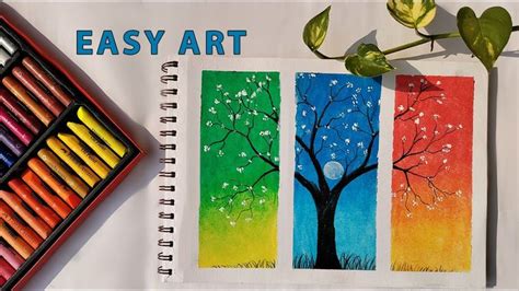 3 Type Of Scenery Drawing Easy Oil Pastel Drawing For Beginners