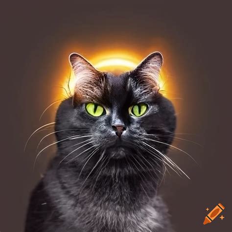 Black Cat With Angelic Halo On Craiyon