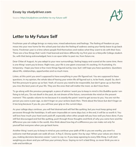 Letter To My Future Self Free Essay Example Studydriver