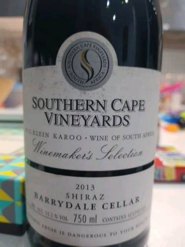 Barrydale Cellar Southern Cape Vineyards Winemaker S Selection Shiraz