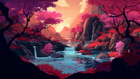 Serenity in Nature: 4K Scenery Illustration Wallpaper - Free Download ...