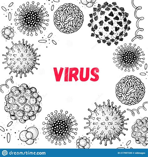 Different Kinds Of Virus Sketch Collection Hand Drawn Illustration