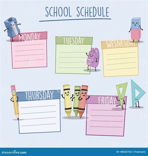 School Schedule Illustration Stock Vector Illustration Of Summer List 108532753