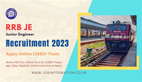 RRB JE Recruitment 2023 Notice PDF Out Online Form For 13560 Posts