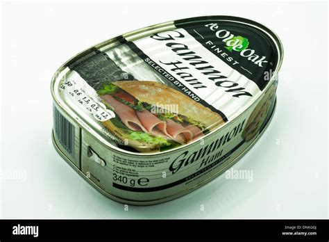 gammon ham tin tinned food meat cut out white background copy space ...