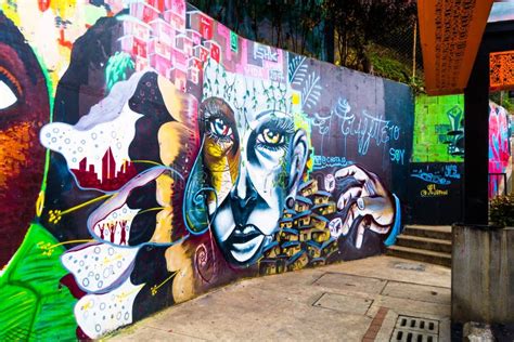 MEDELLIN, COLOMBIA OCTOBER 22, 2017: Wall Covered by Graffiti in the ...