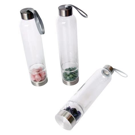 Two Openings Borosilicate Glass Bottle With Noble Shungite And Clear Quartz Stones Buy Bottles