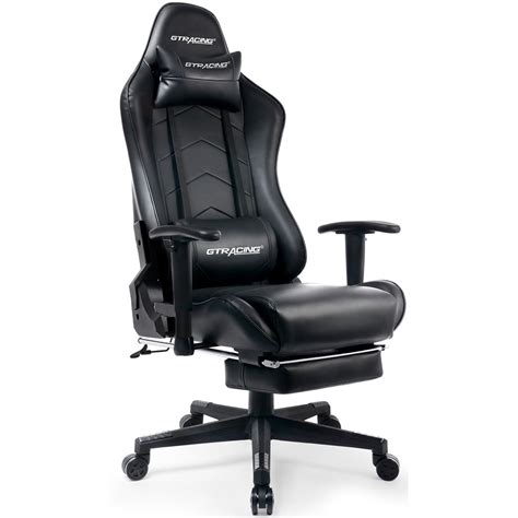 GTPLAYER Gaming Chair with Footrest Ergonomic Reclining Leather Chair ...