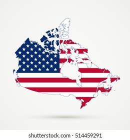 Canada Map United States Flag Colors Stock Vector Royalty Free 514459291