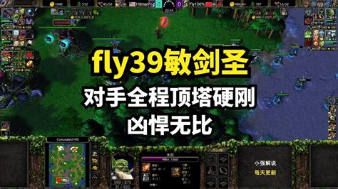 职业：fly39敏剑圣，对手全程顶塔硬刚，凶悍无比，魔兽争霸3 Youtube