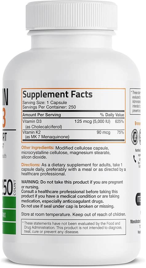 Buy Vitamin K2 MK7 With D3 Supplement Bone And Heart Health Non GMO