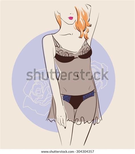 Beautiful Woman Wearing Sexy Lingerie Vector Stock Vector Royalty Free