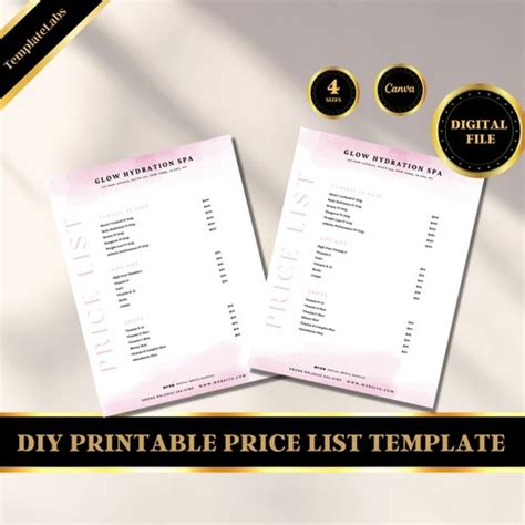 Printable Pricing List Iv Therapy Canva Menu Iv Hydration Etsy