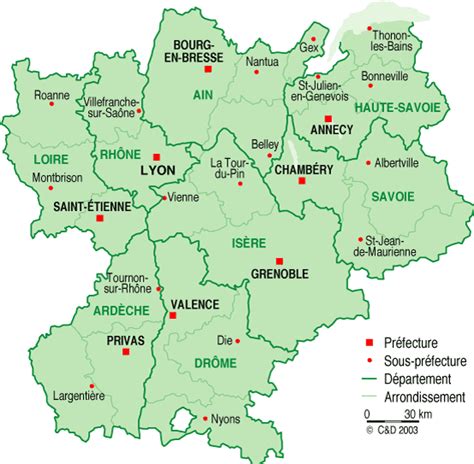 Les 8 départements de la région Rhône Alpes l Ain la Haute Savoie