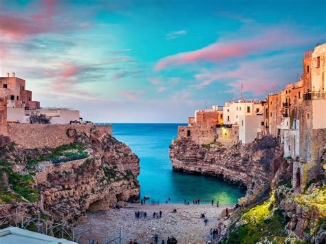 Spectacular Spring Cityscape Of Polignano A Mare Town Puglia Region