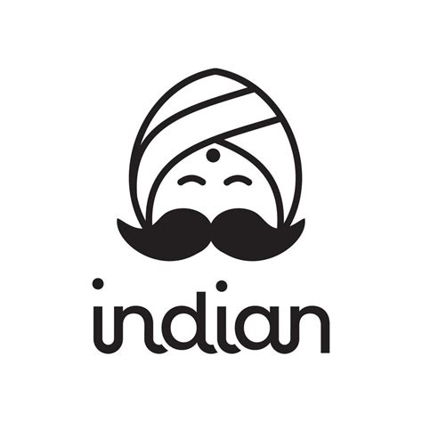 Indian Smiling Face Man Logo Cartoon Illustration Design Circular