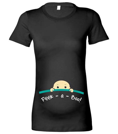 Womens Maternity Pregnant T Shirt Peek A Boo Baby Shower Mother Tshirt