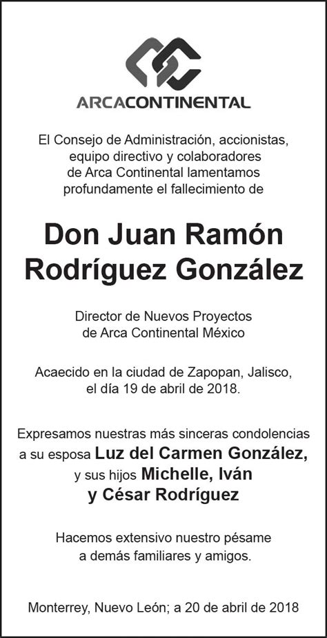 Juan Ramón Rodríguez González Obituario Esquela