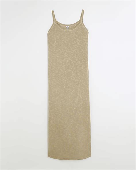 Grey Split Hem Bodycon Maxi Dress River Island