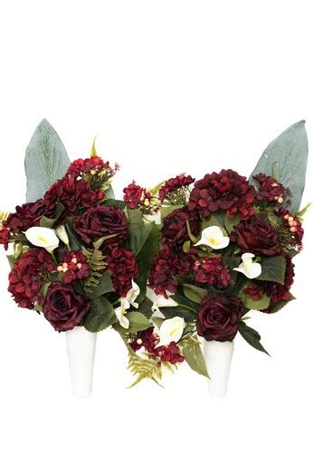 Bouquet de cimetière avec roses rouges et hortensias Oh MyFlor