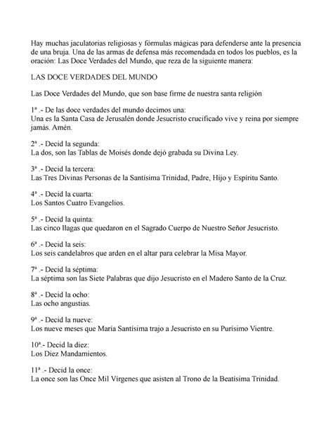 Oración De Las 12 Verdades Del Mundo 》 La Luz De La Religión